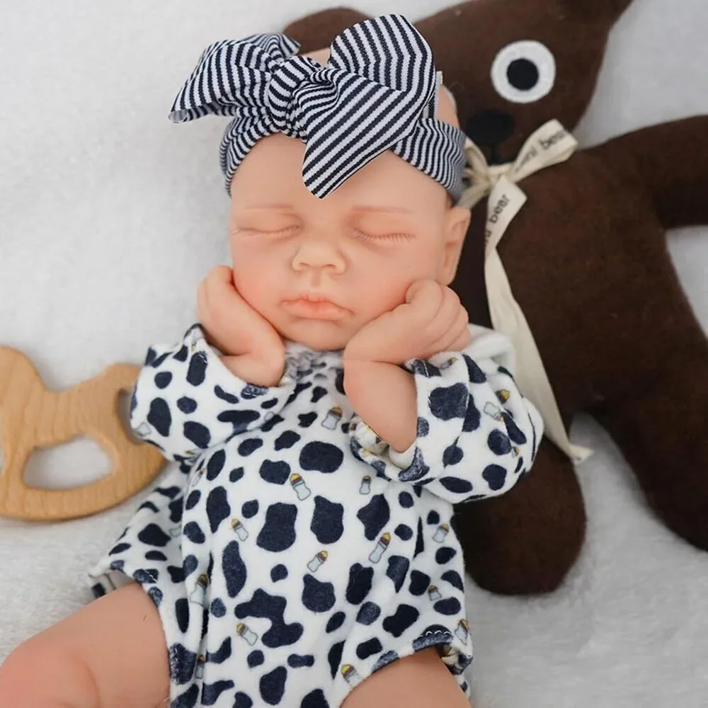 🆕12Inch Realistic Full Body Silicone Reborn ivory White Baby Boy Sleeping Dolls
